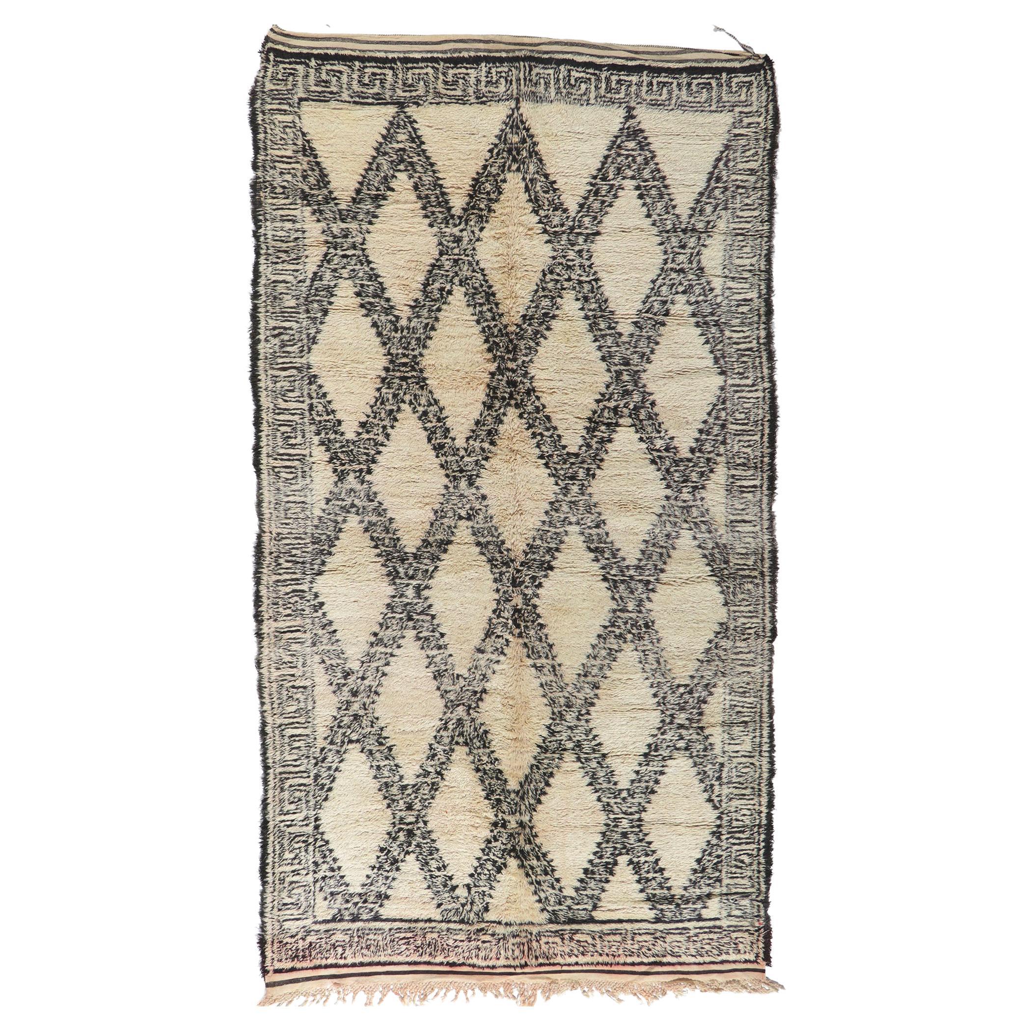 Vintage Berber Moroccan Beni Ourain Rug For Sale at 1stDibs