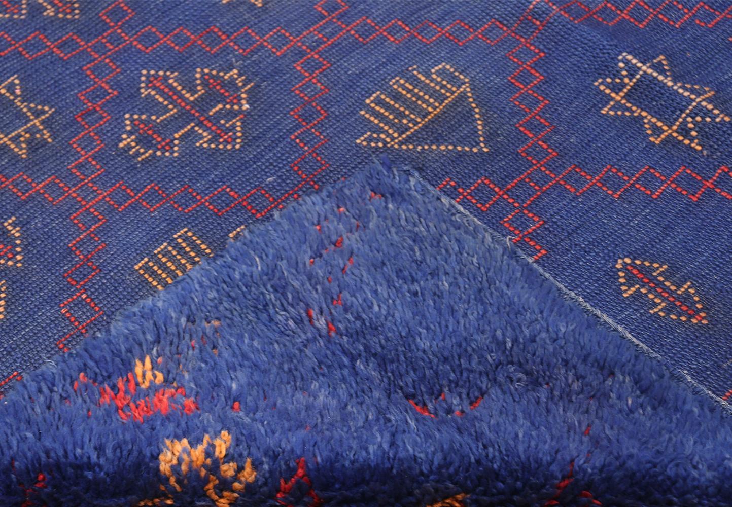 Late 20th Century Vintage Berber Moroccan Blue Rug. Size: 6 ft x 10 ft 9 in