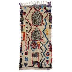 Vintage Berber Moroccan Boucherouite Azilal Rug with Tribal Style