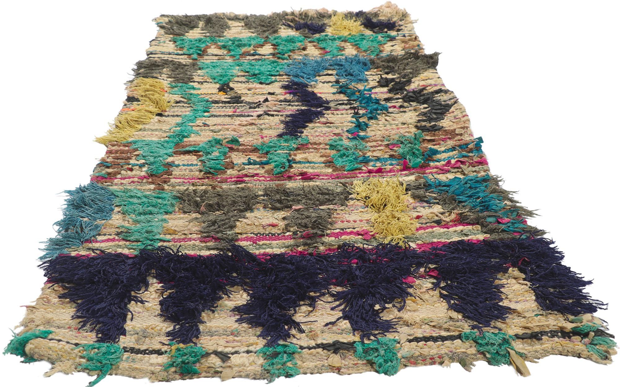 Bohemian Vintage Berber Moroccan Boucherouite Rag Rug