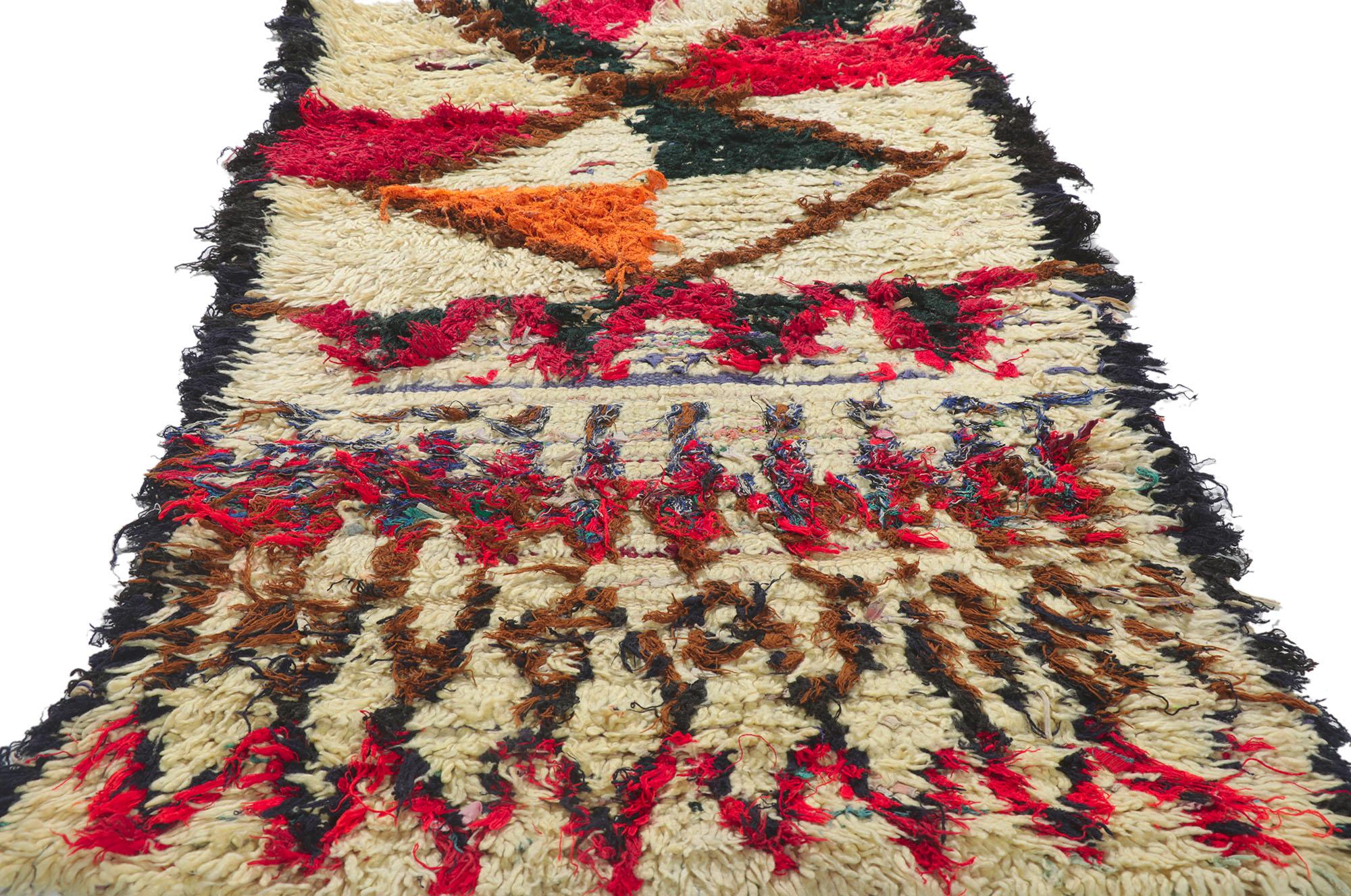 Bohemian Vintage Berber Moroccan Boucherouite Rag Rug For Sale