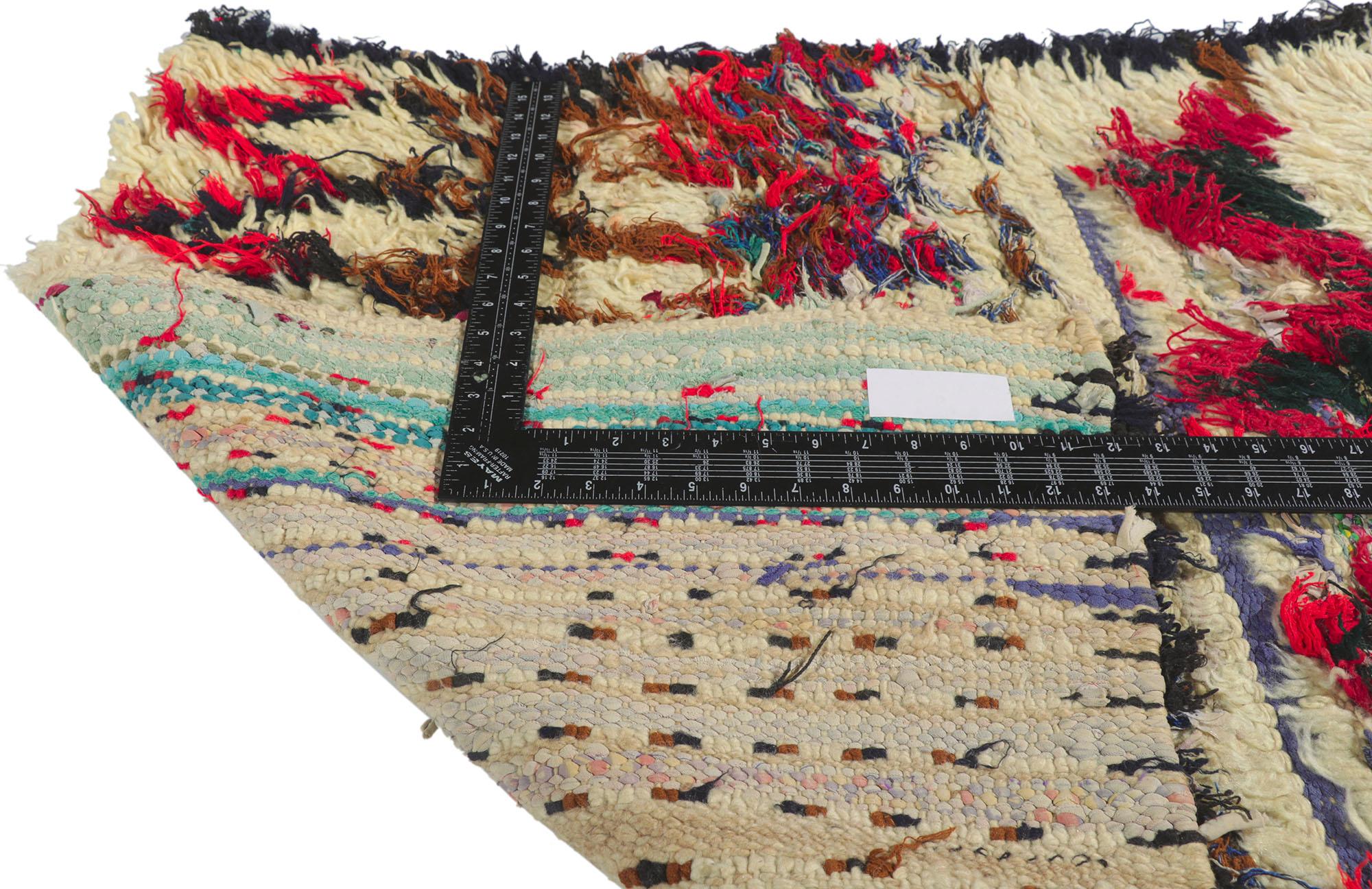 Hand-Knotted Vintage Berber Moroccan Boucherouite Rag Rug For Sale