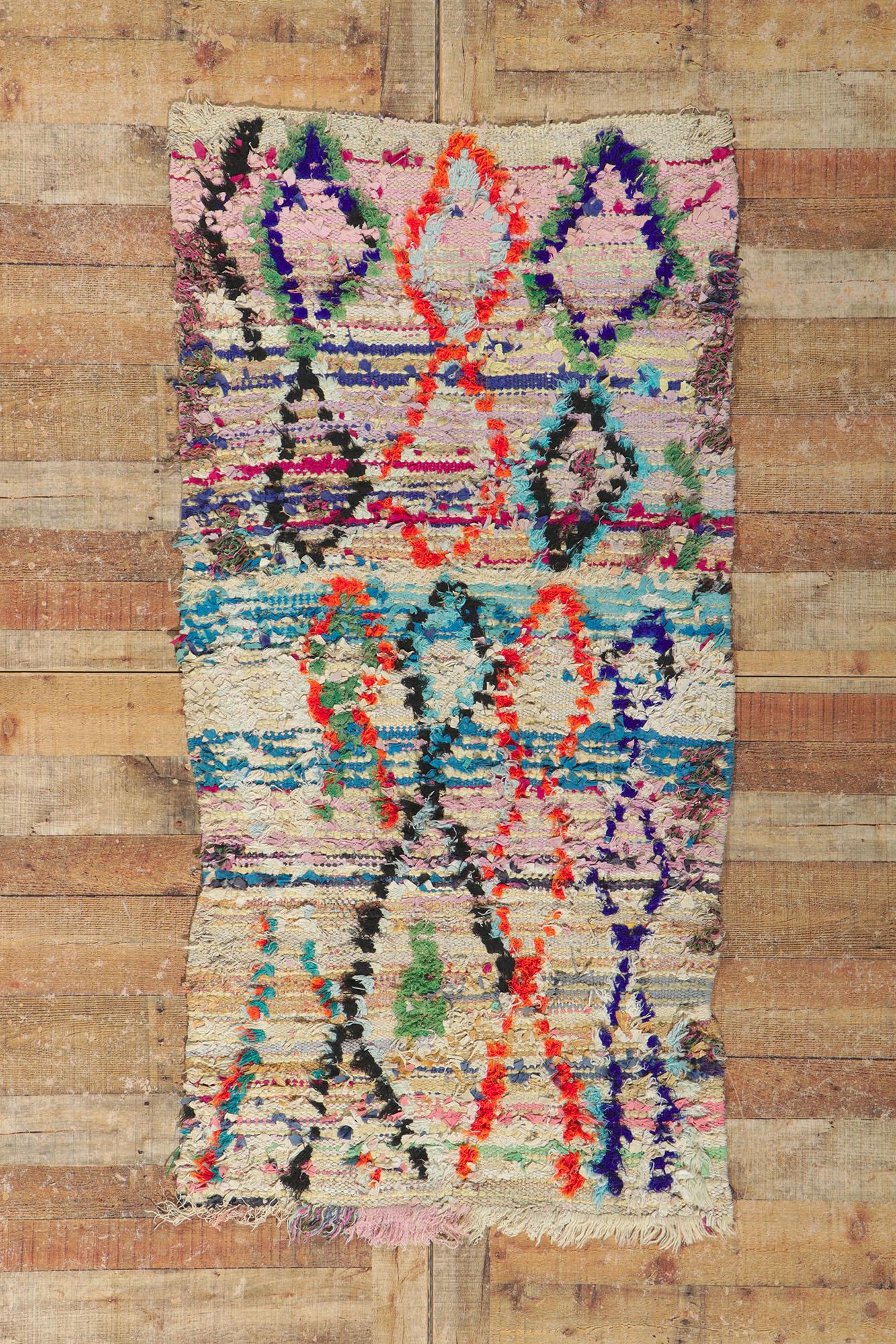 Vintage Berber Moroccan Boucherouite Rag Rug For Sale 1