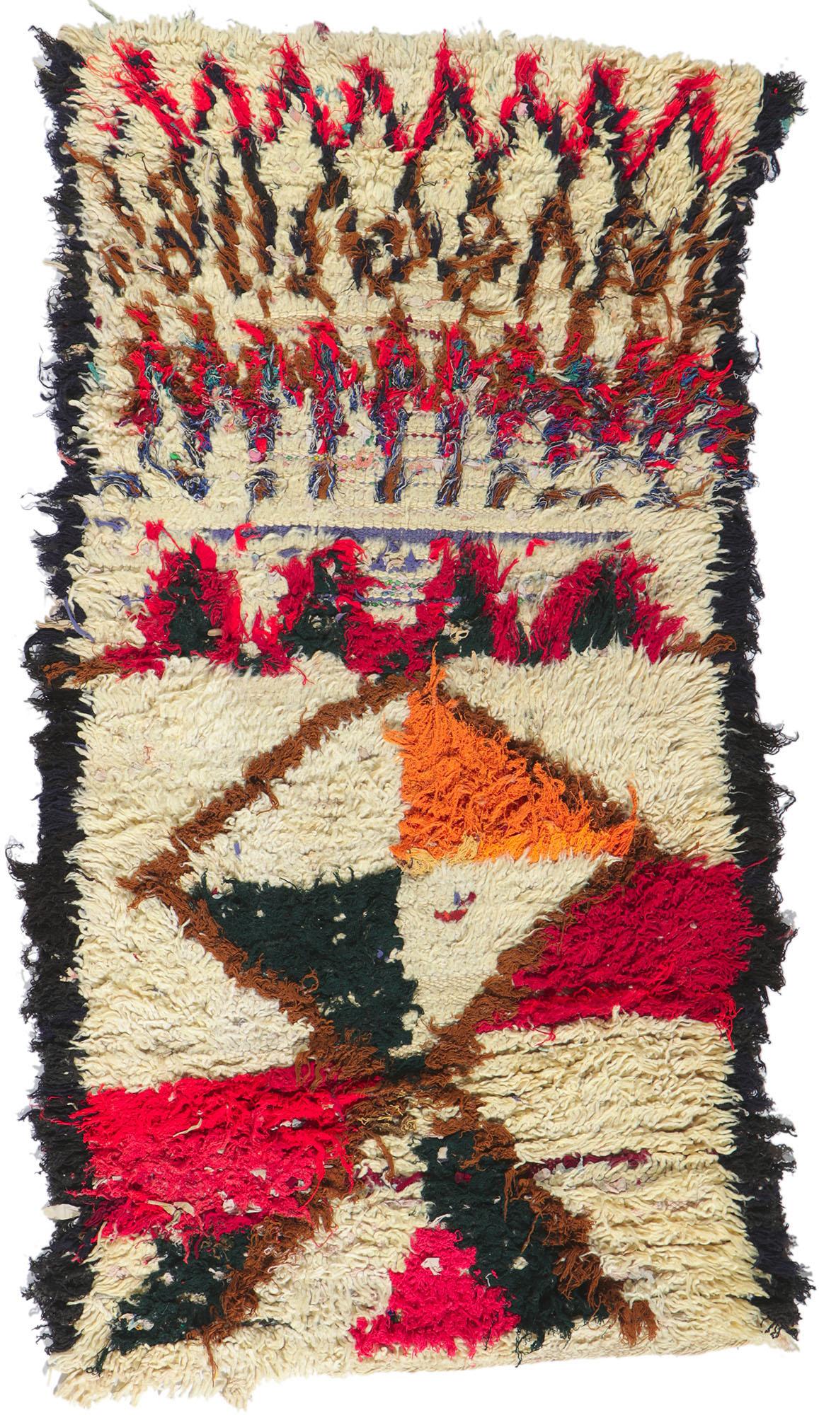 Vintage Berber Moroccan Boucherouite Rag Rug For Sale 1