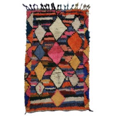 Vintage Berber Moroccan Boucherouite Rug, Colorful Moroccan Shag Accent Rug