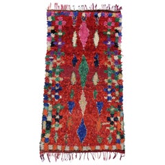 Vintage Berber Moroccan Boucherouite Rug, Colorful Moroccan Shag Area Rug