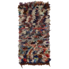 Vintage Berber Moroccan Boucherouite Rug, Moroccan Shag Accent Rug