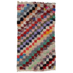 Vintage Berber Moroccan Boucherouite Rug, Shag Accent Rug