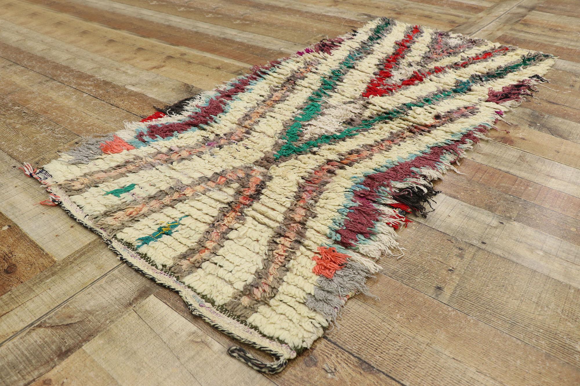 20th Century Vintage Berber Moroccan Boucherouite Rug with Bohemian Tribal Style  For Sale