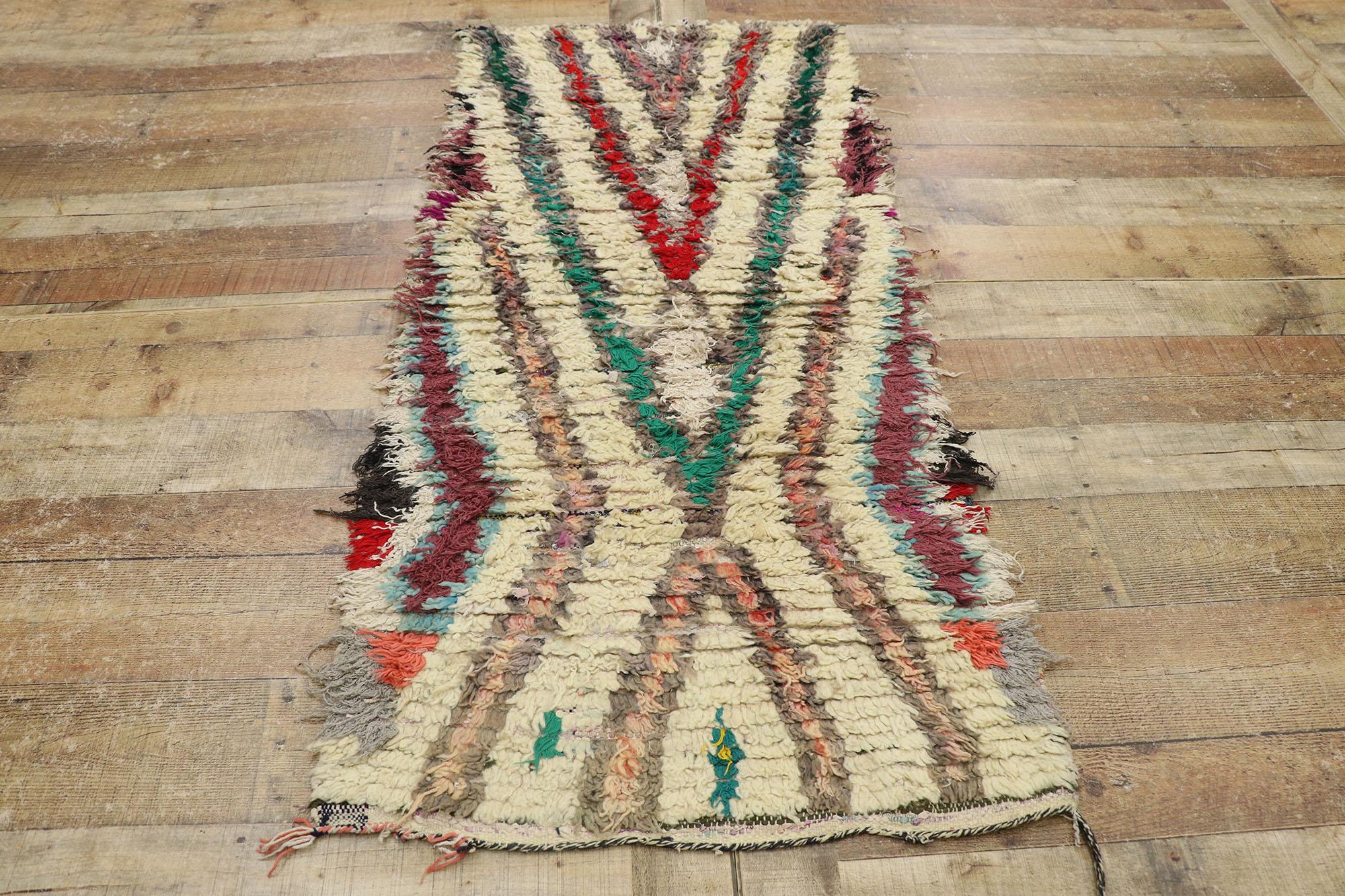 Vintage Berber Moroccan Boucherouite Rug with Bohemian Tribal Style  For Sale 1