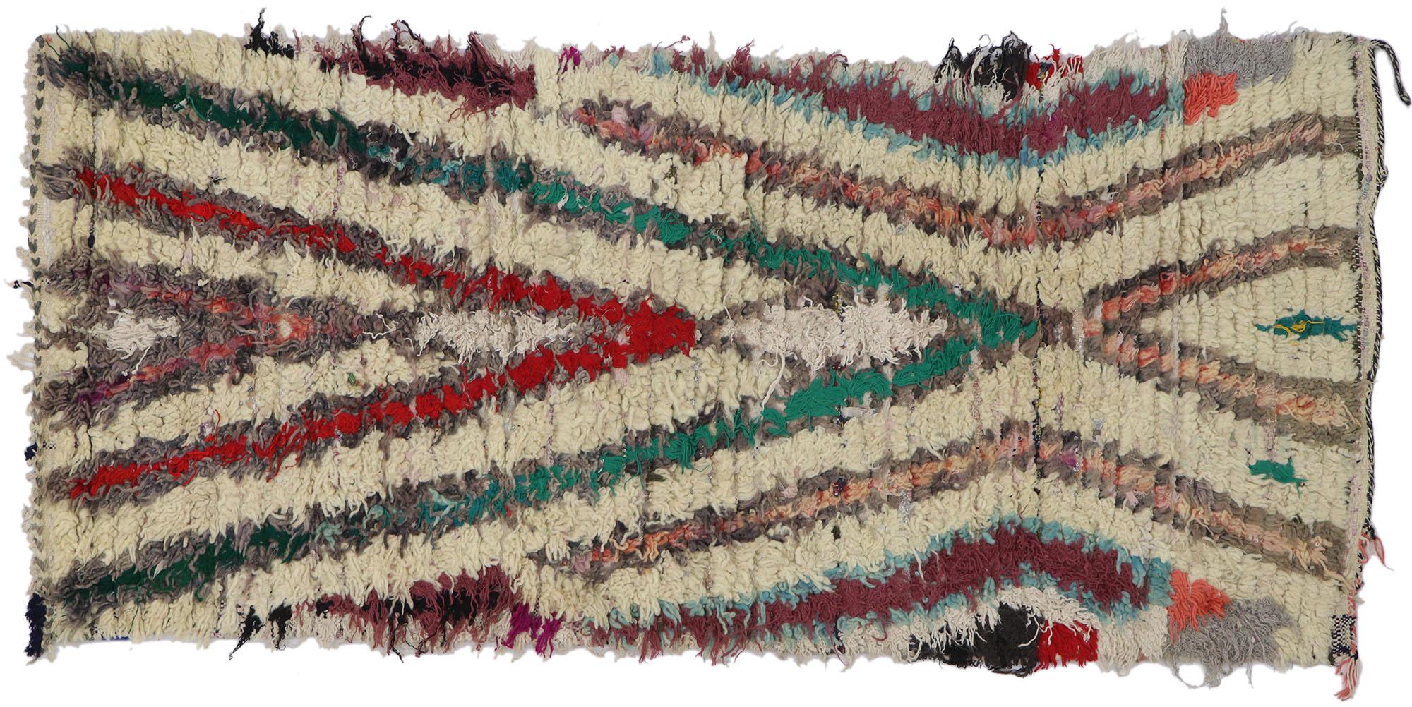 Vintage Berber Moroccan Boucherouite Rug with Bohemian Tribal Style  For Sale 3