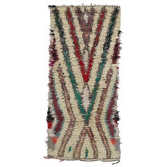 Vintage Berber Moroccan Boucherouite Rug with Bohemian Tribal Style