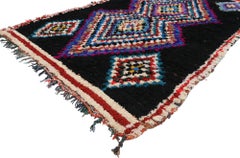 Vintage Berber Moroccan Boucherouite Rug with Boho Chic Tribal Style