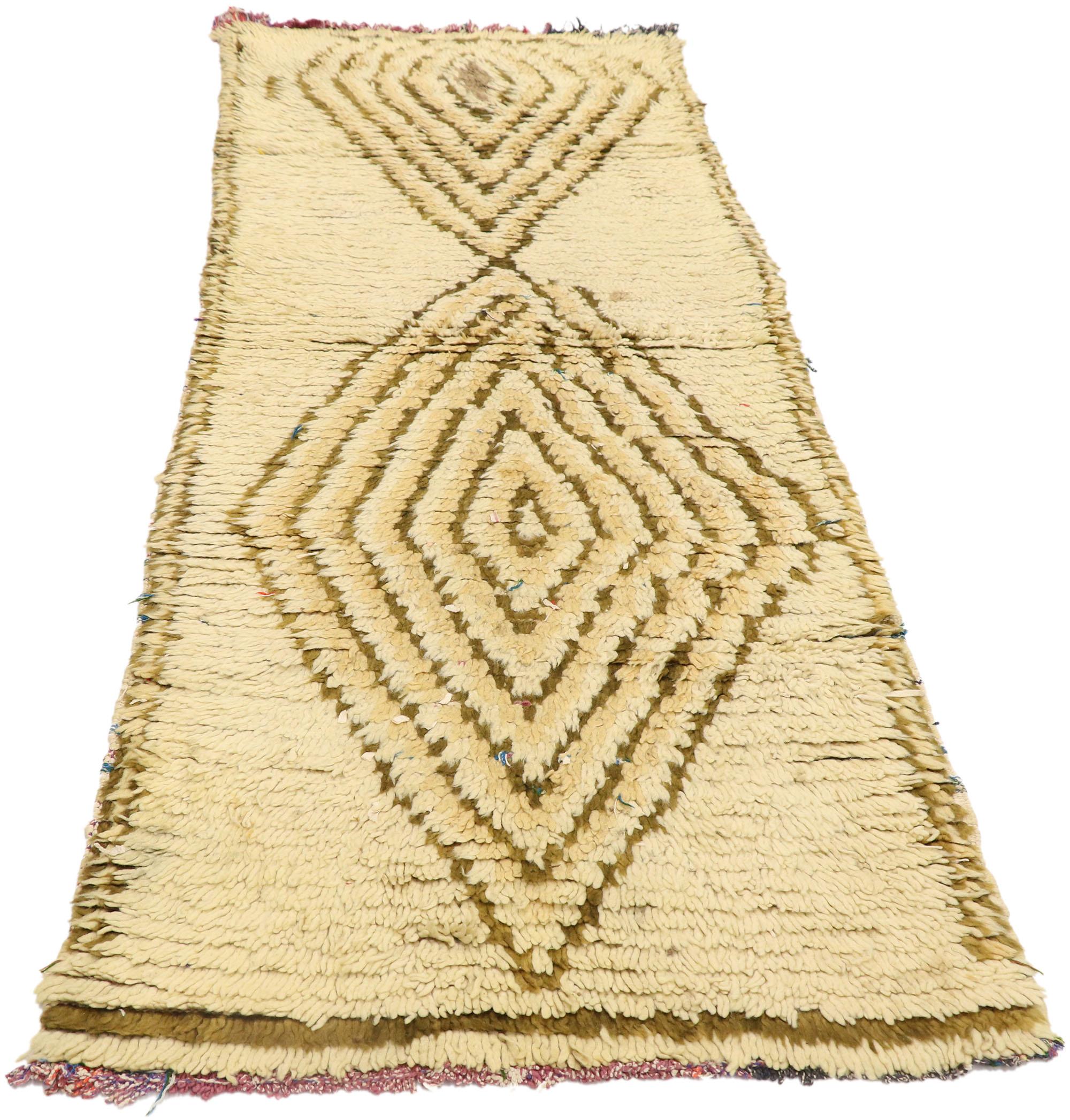 Wool Vintage Berber Moroccan Boucherouite Rug with Modern Style  For Sale