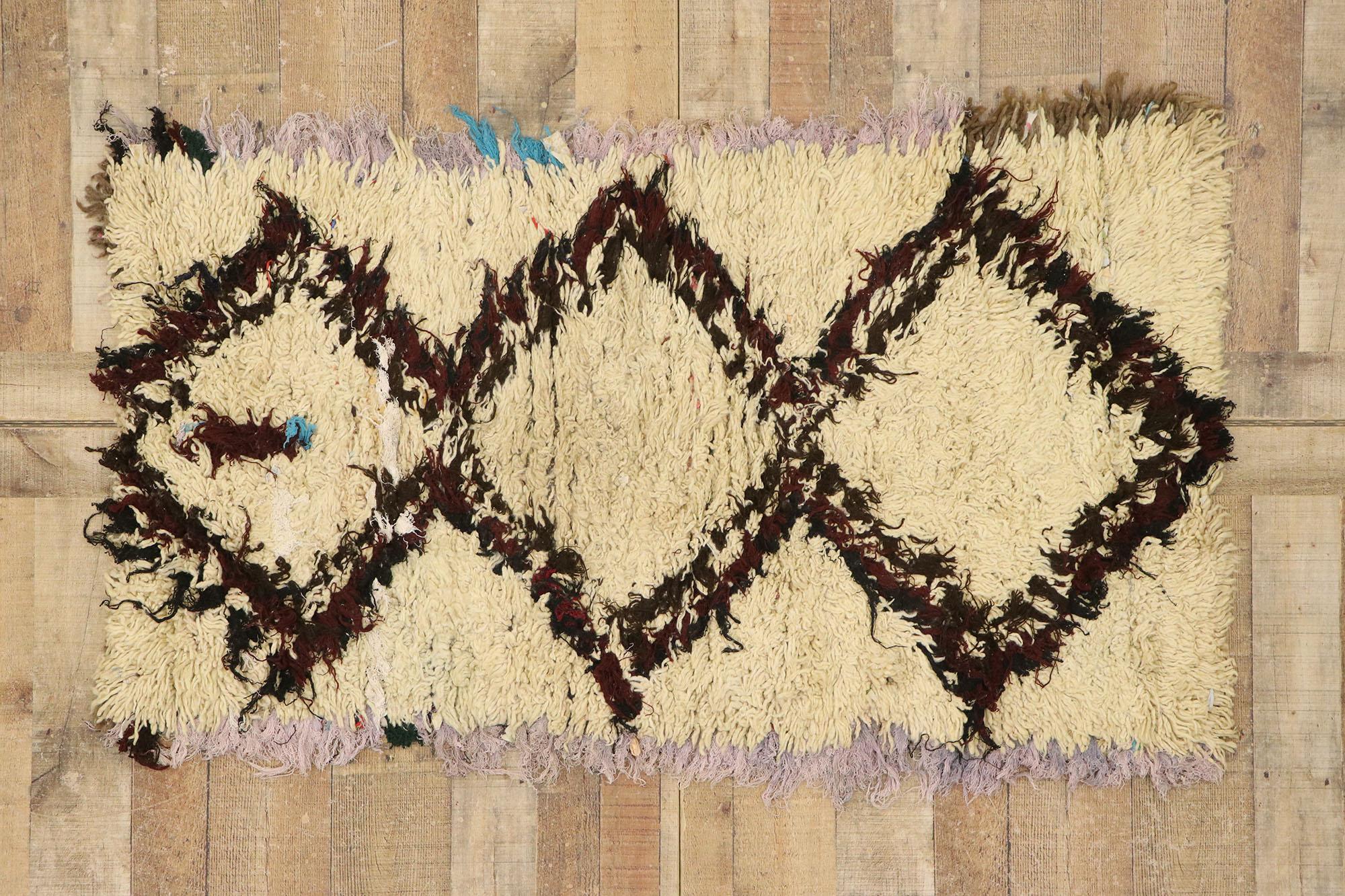 Wool Vintage Boucherouite Moroccan Rug, Nomadic Charm Meets Natural Elegance For Sale