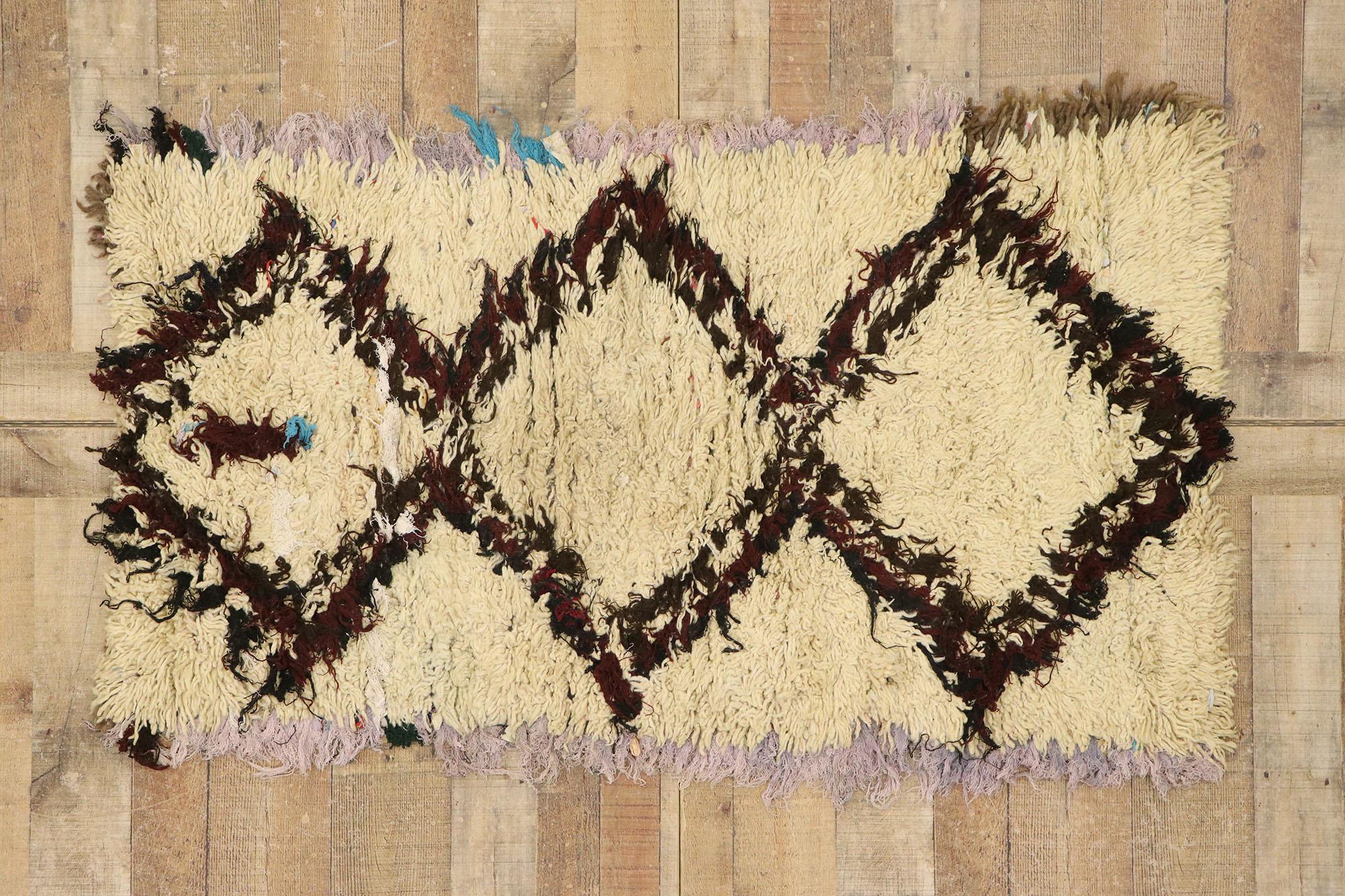 Alfombra marroquí vintage Boucherouite, el encanto nómada se une a la Natural Elegance Lana en venta