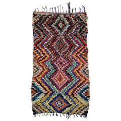 Vintage Berber Moroccan Boucherouite Rug with Tribal Style