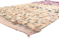 Vintage Berber Boujad Moroccan Rug, Bohemian Rhapsody Meets Cozy Cubism