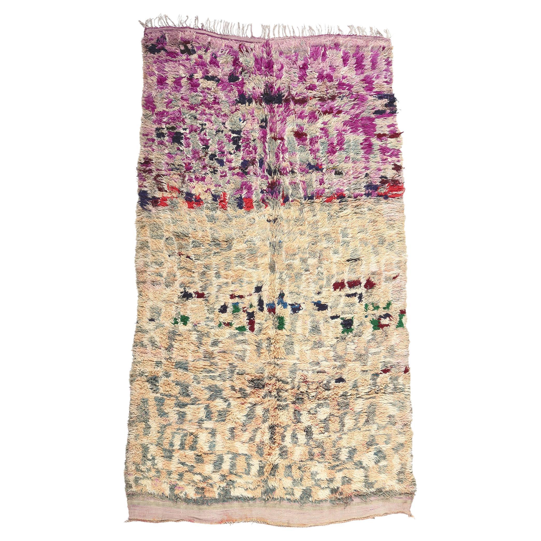 Alfombra Vintage Bereber Boujad Marroquí, la Rapsodia Bohemia se une al Cubismo Acogedor