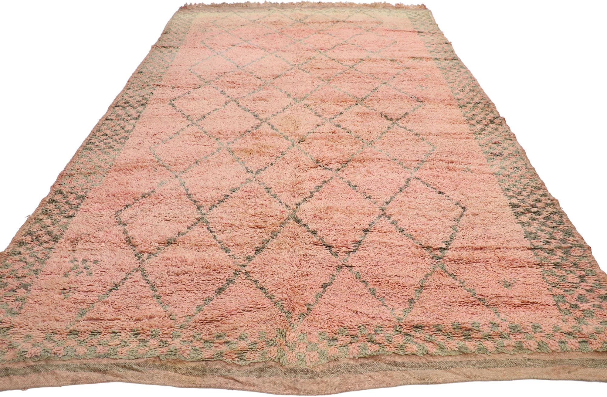 Tribal Vintage Berber Moroccan Boujad Rug with Bohemian Style For Sale