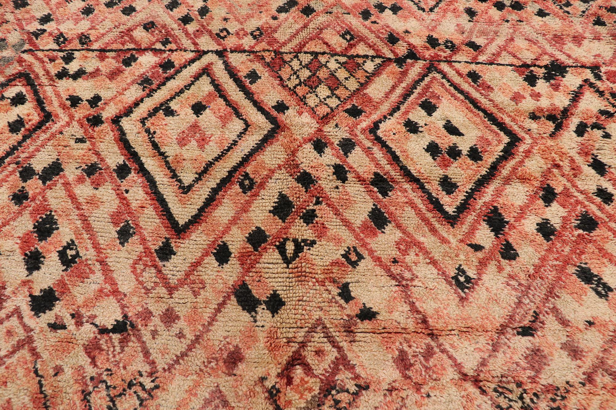 Hand-Knotted Vintage Berber Moroccan Boujad Rug with Bohemian Style For Sale