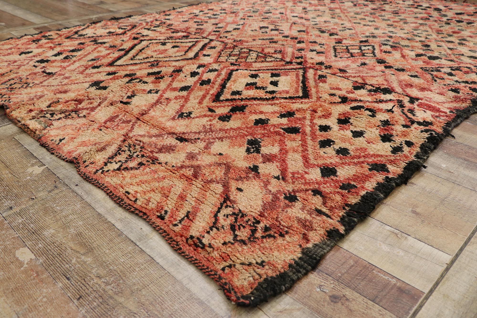 20th Century Vintage Berber Moroccan Boujad Rug with Bohemian Style For Sale