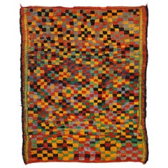 Vintage Berber Moroccan Boujad Rug with Cubism Postmodern Style