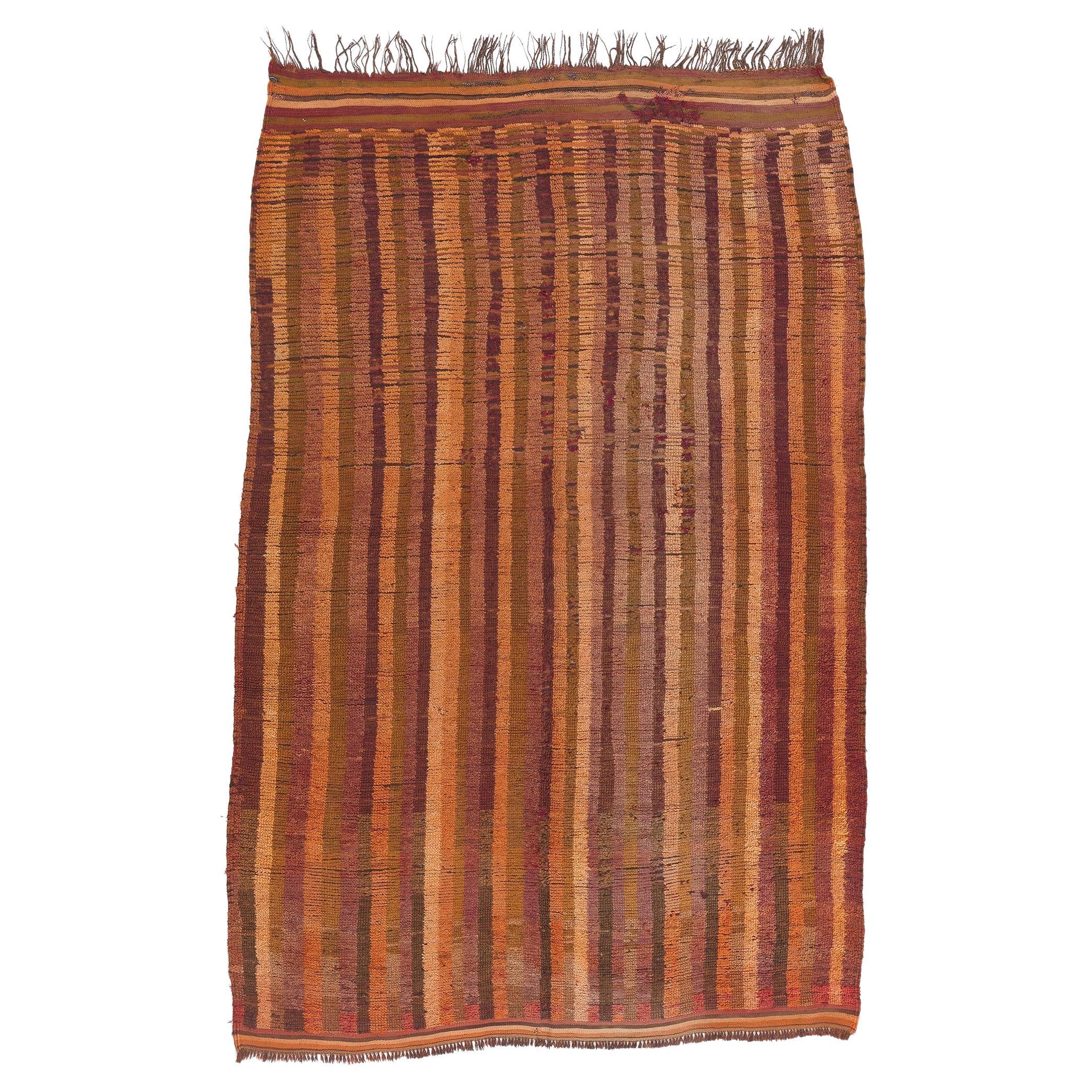 Vintage Striped Talsint Moroccan Rug, Midcentury Modern Meets Cozy Bohemian