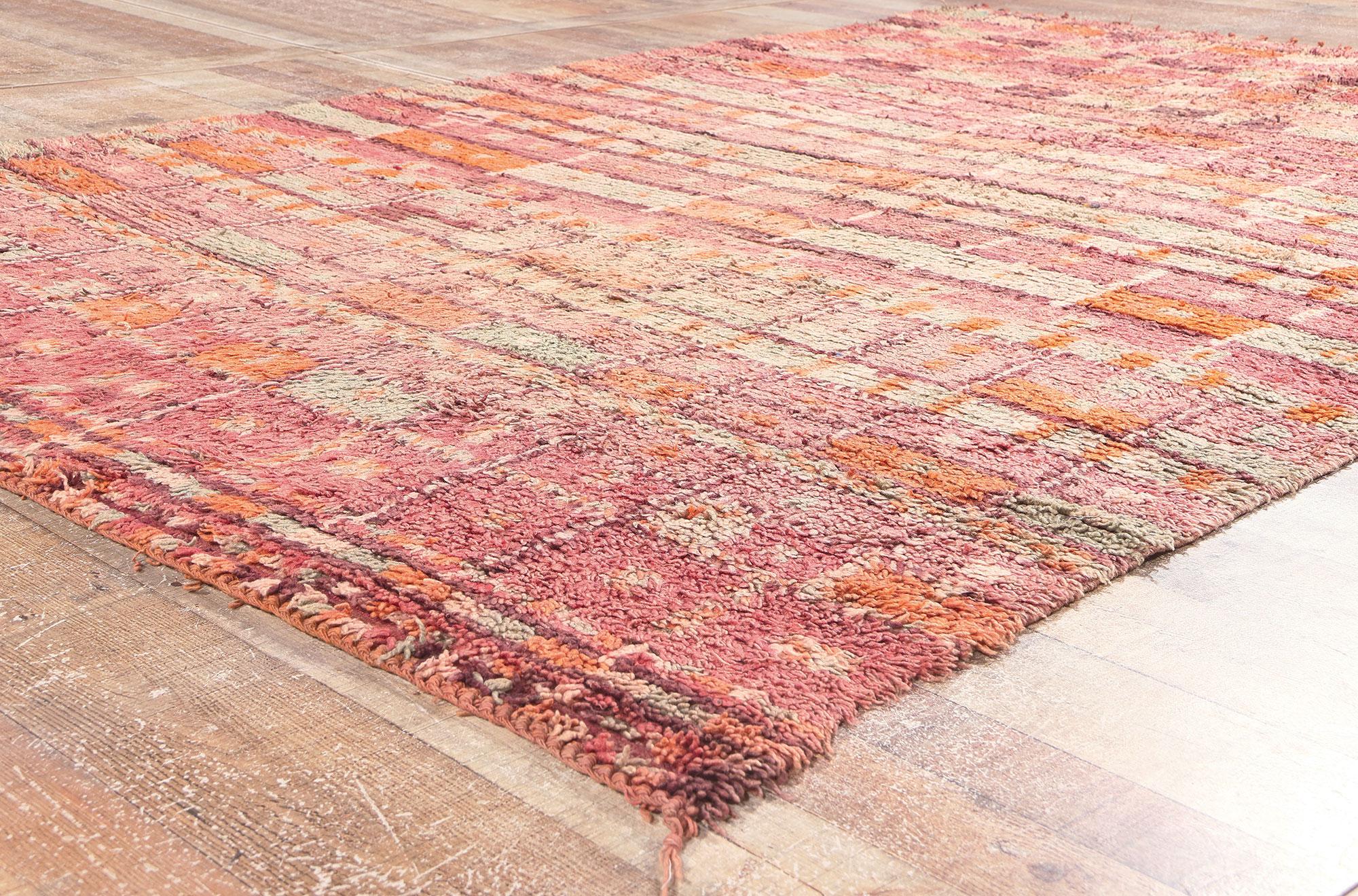 20th Century Vintage Rehamna Moroccan Rug, Southwest Boho Chic Meets Cubist Style For Sale