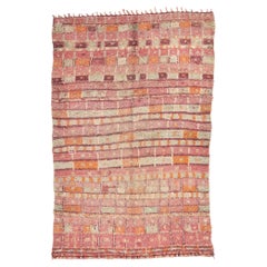 Used Rehamna Moroccan Rug, Southwest Boho Chic Meets Cubist Style