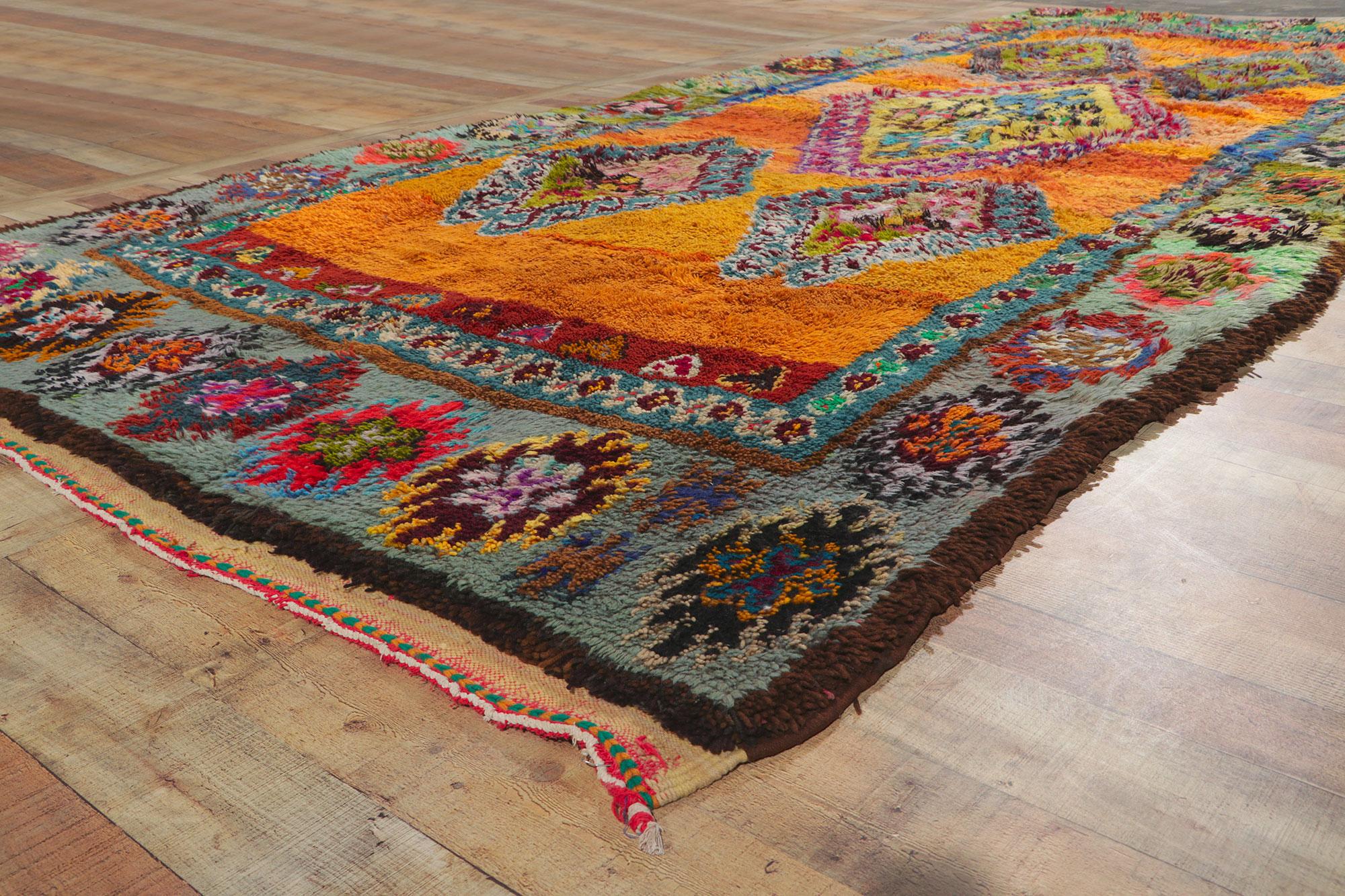 Wool Vintage Berber Moroccan Boujad Rug with Tribal Bohemian Style For Sale