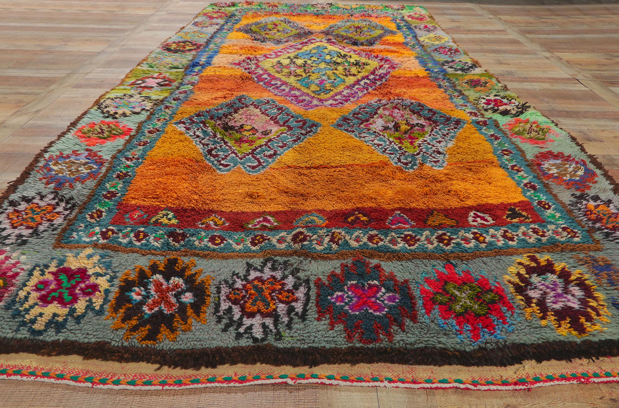 Vintage Berber Moroccan Boujad Rug with Tribal Bohemian Style For Sale 1