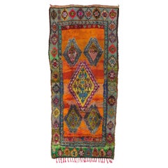 Vintage Berber Moroccan Boujad Rug with Tribal Bohemian Style