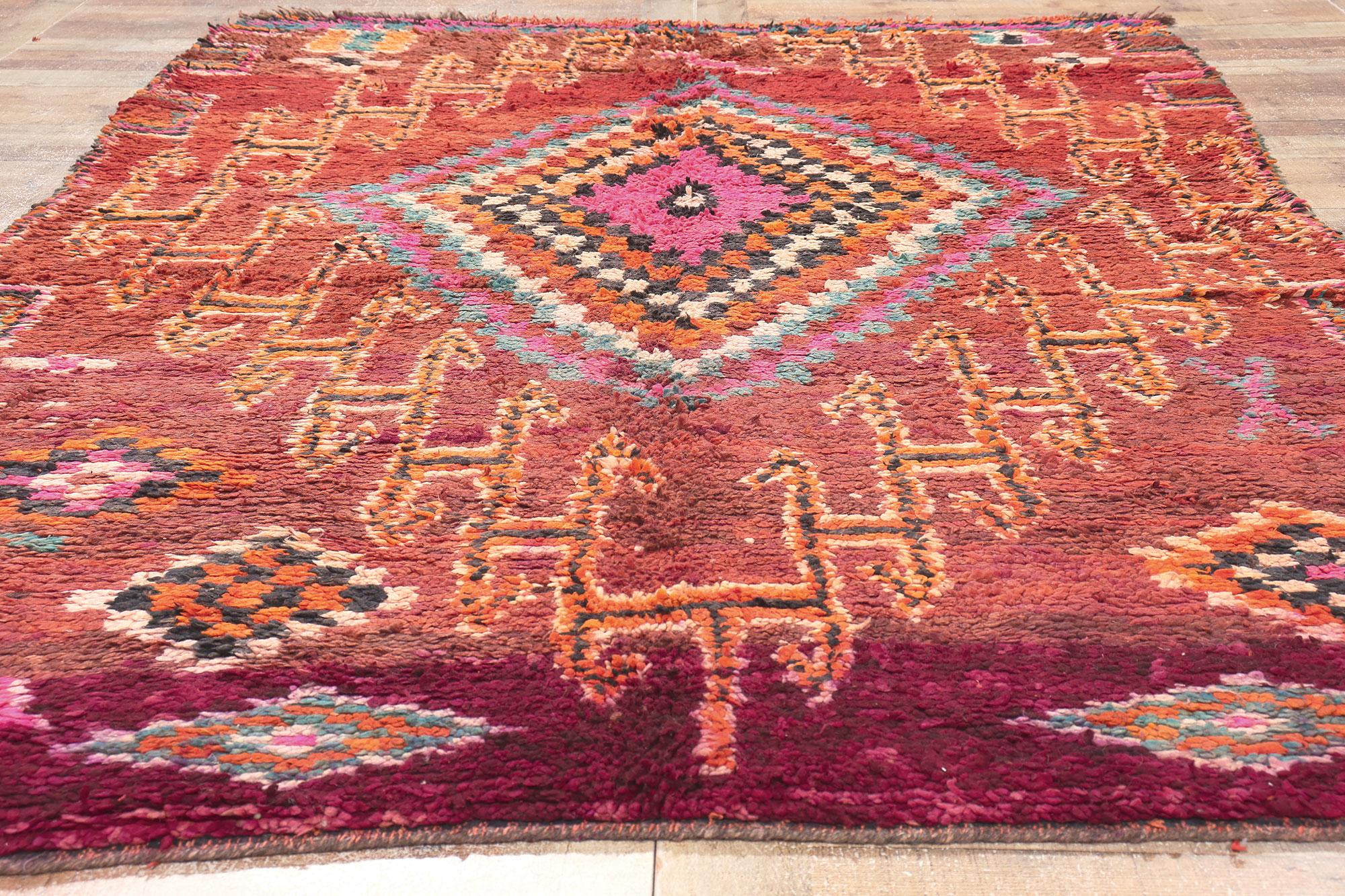 20th Century Vintage Boujad Moroccan Rug, Tribal Enchantment Meets Boho Jungalow For Sale