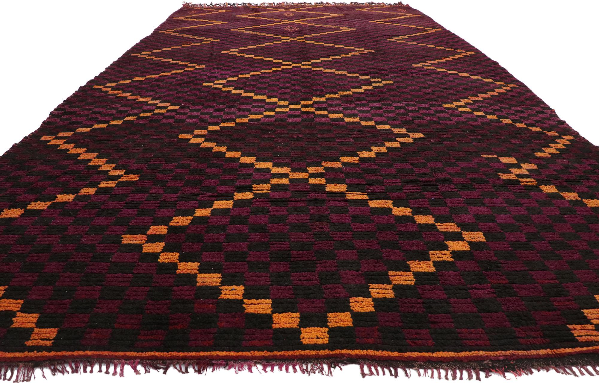 Bohemian Vintage Checkered Talsint Moroccan Rug For Sale
