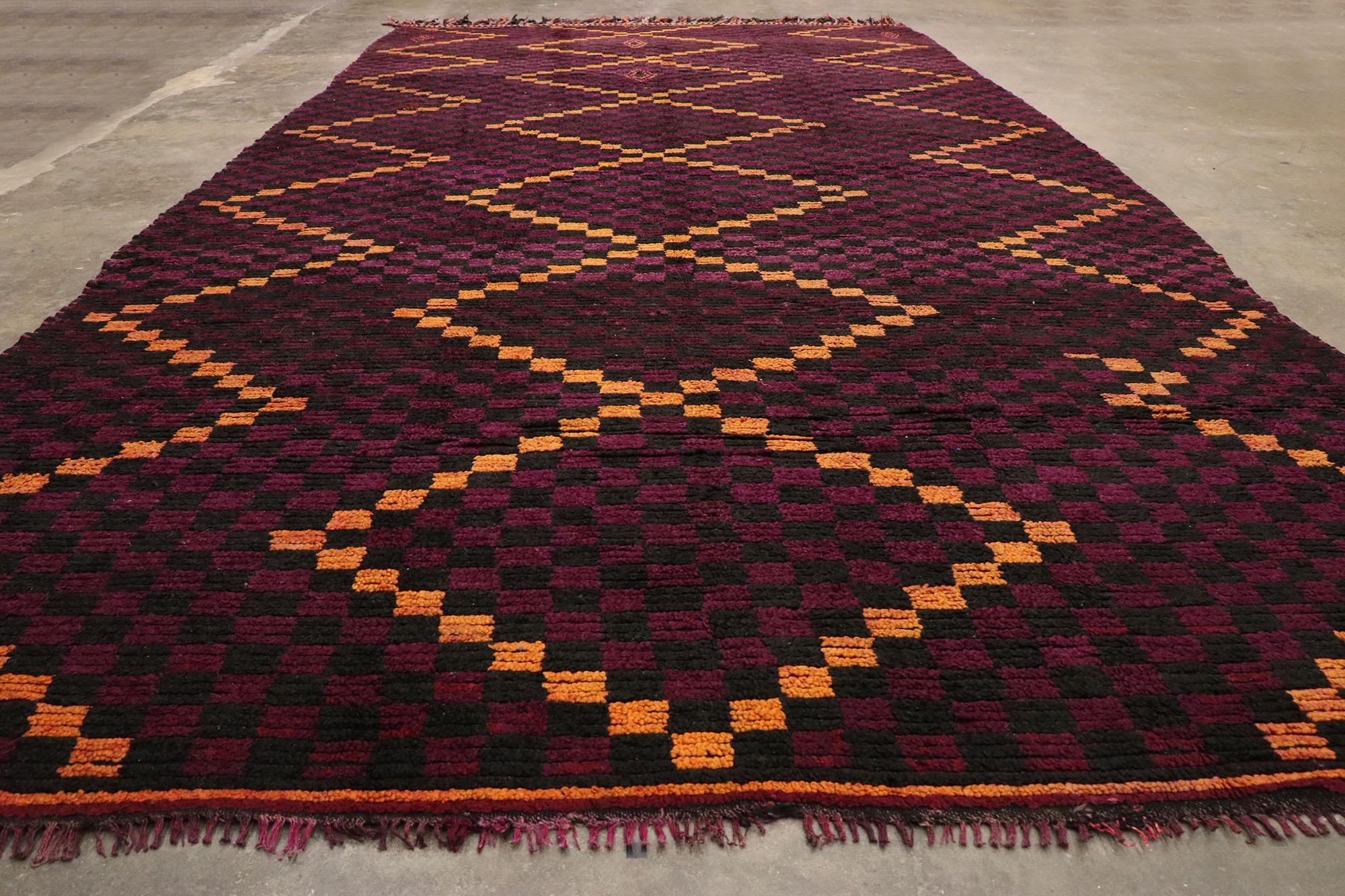 Wool Vintage Checkered Talsint Moroccan Rug For Sale