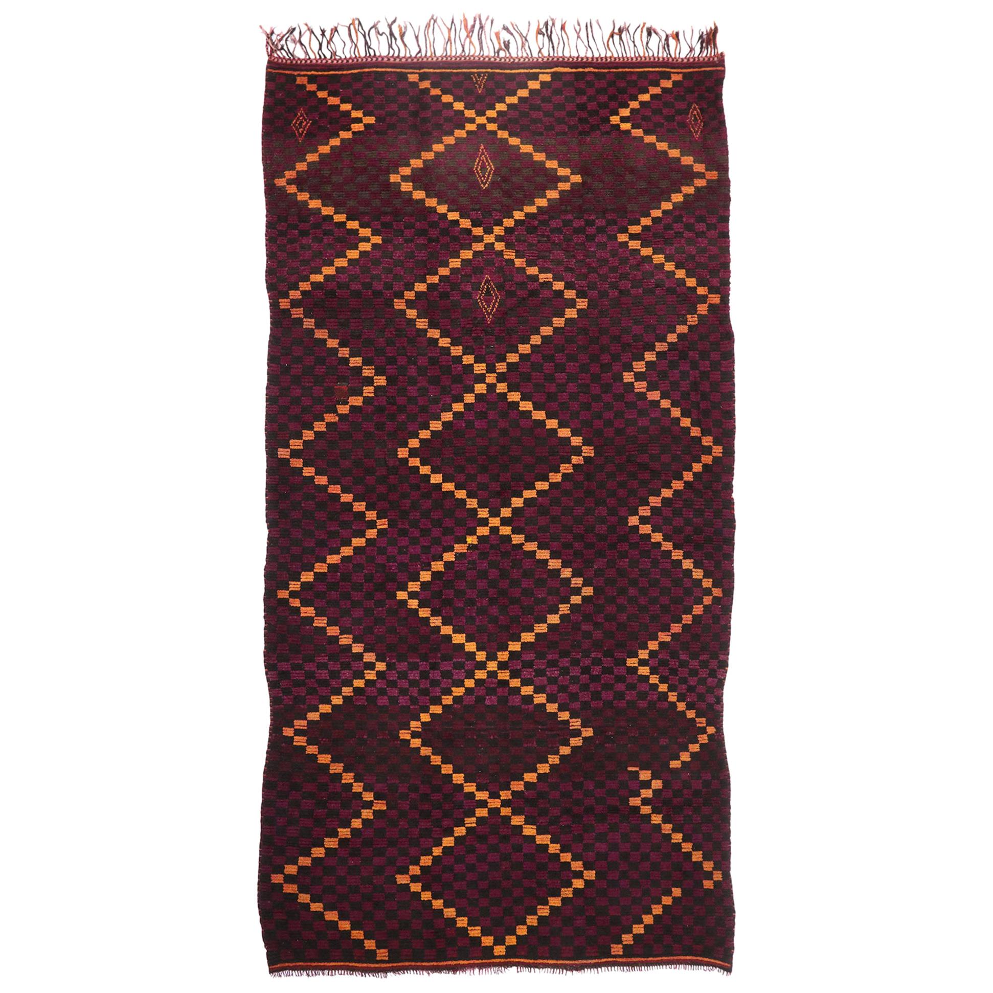 Vintage Checkered Talsint Moroccan Rug For Sale