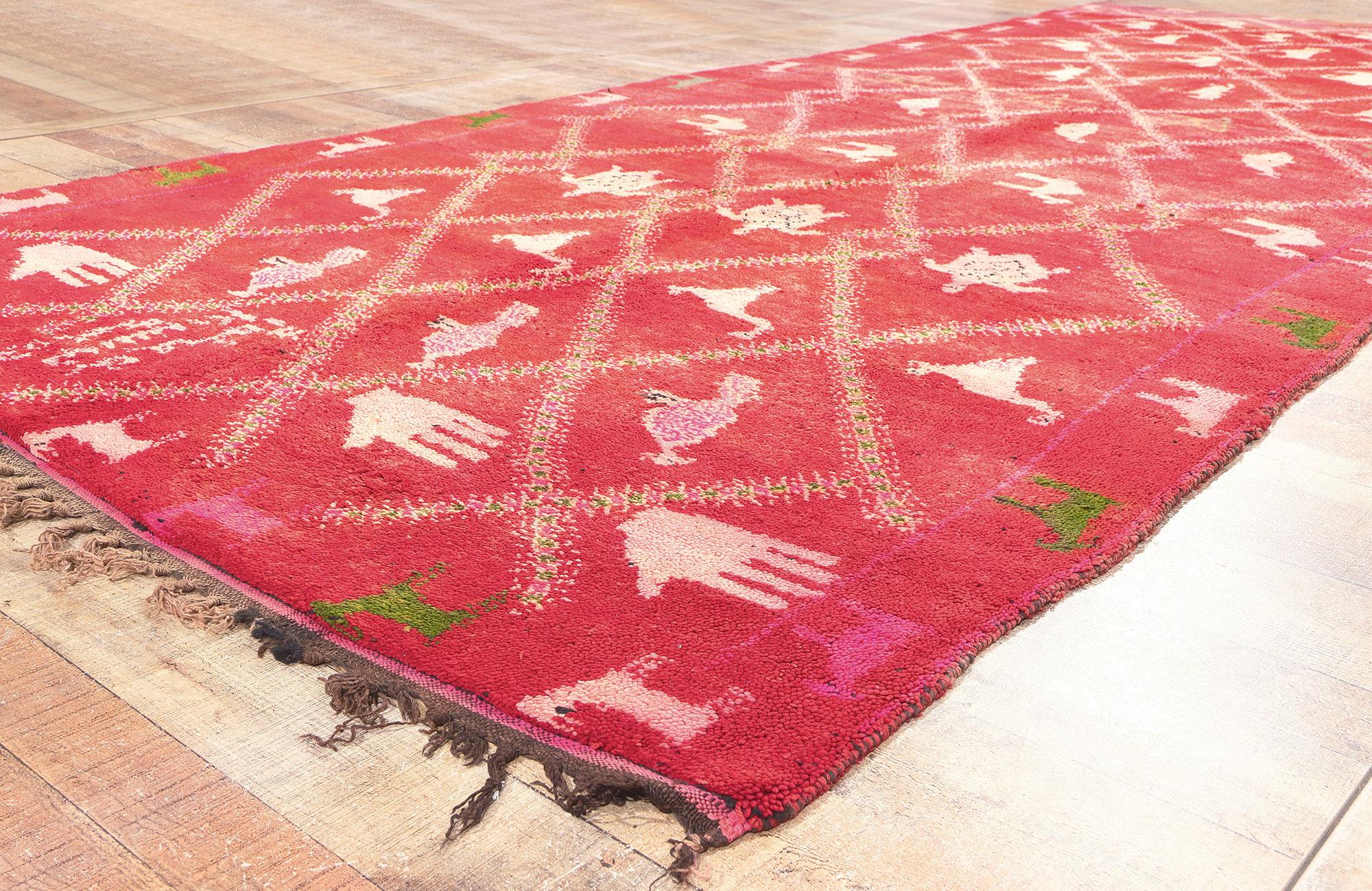 Vintage Berber Moroccan Rug, Tribal Enchantment Meets Nomadic Charm For Sale 1