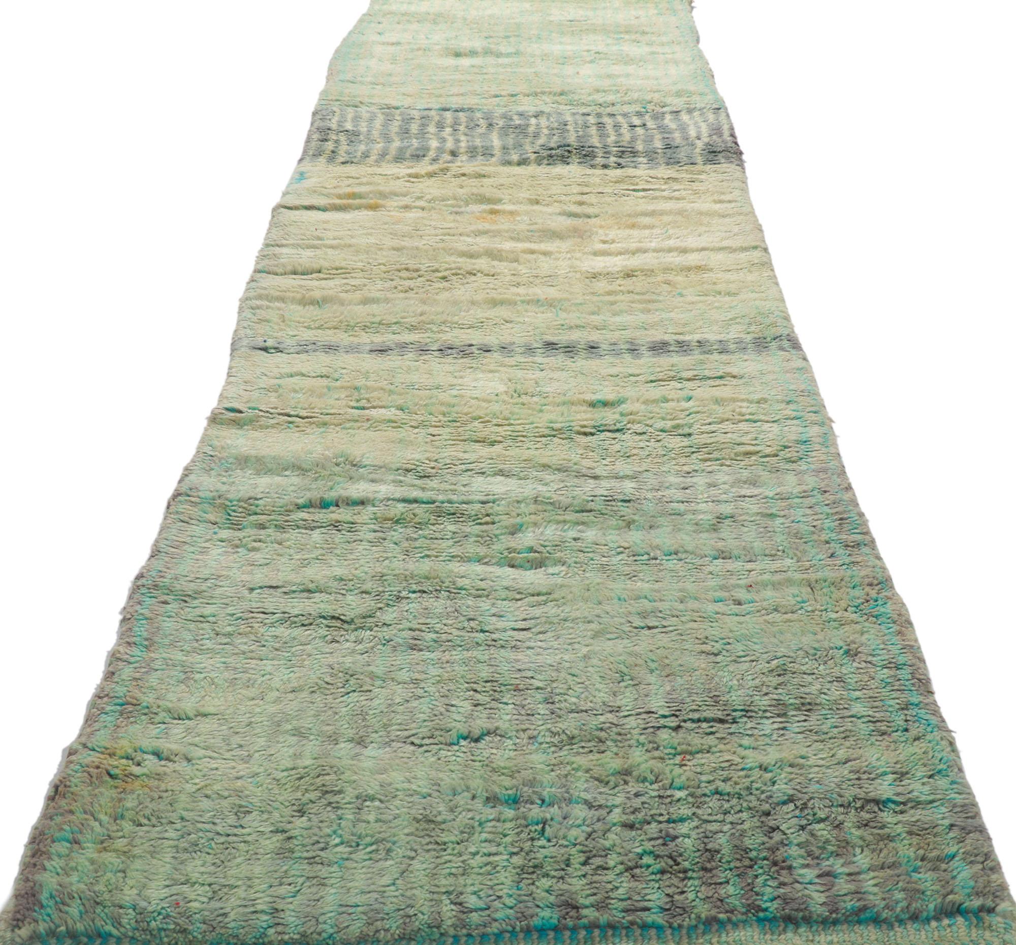 Hand-Knotted Vintage Berber Moroccan Runner, Biophilic Design Meets Cozy Nomad Style
