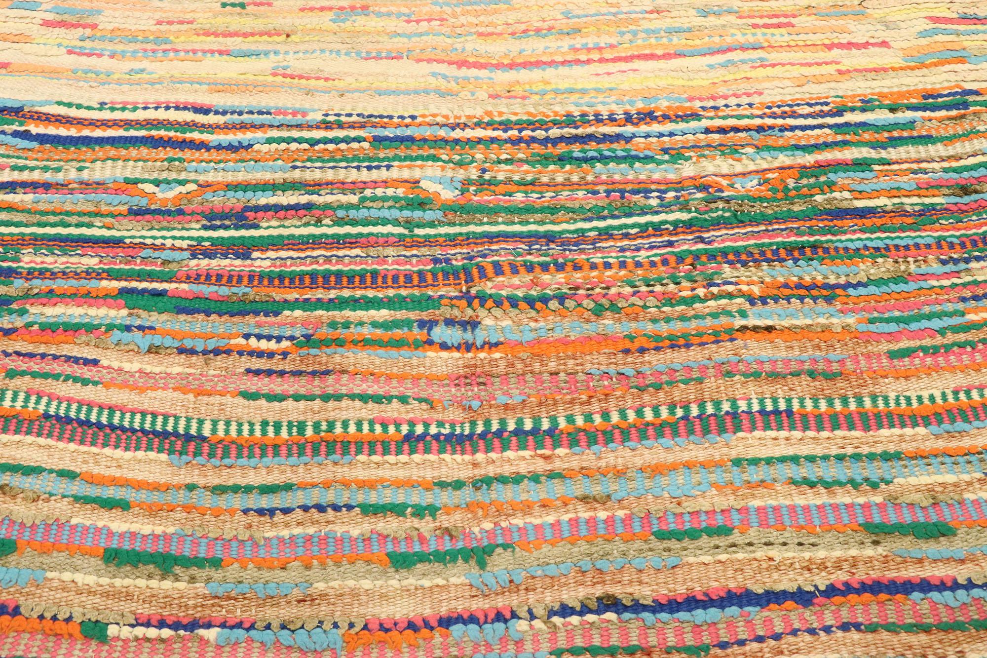 Marokkanischer Boujad-Teppich im Vintage-Stil, Abstrakter Kubismus trifft auf Global Bohemian (Handgeknüpft) im Angebot