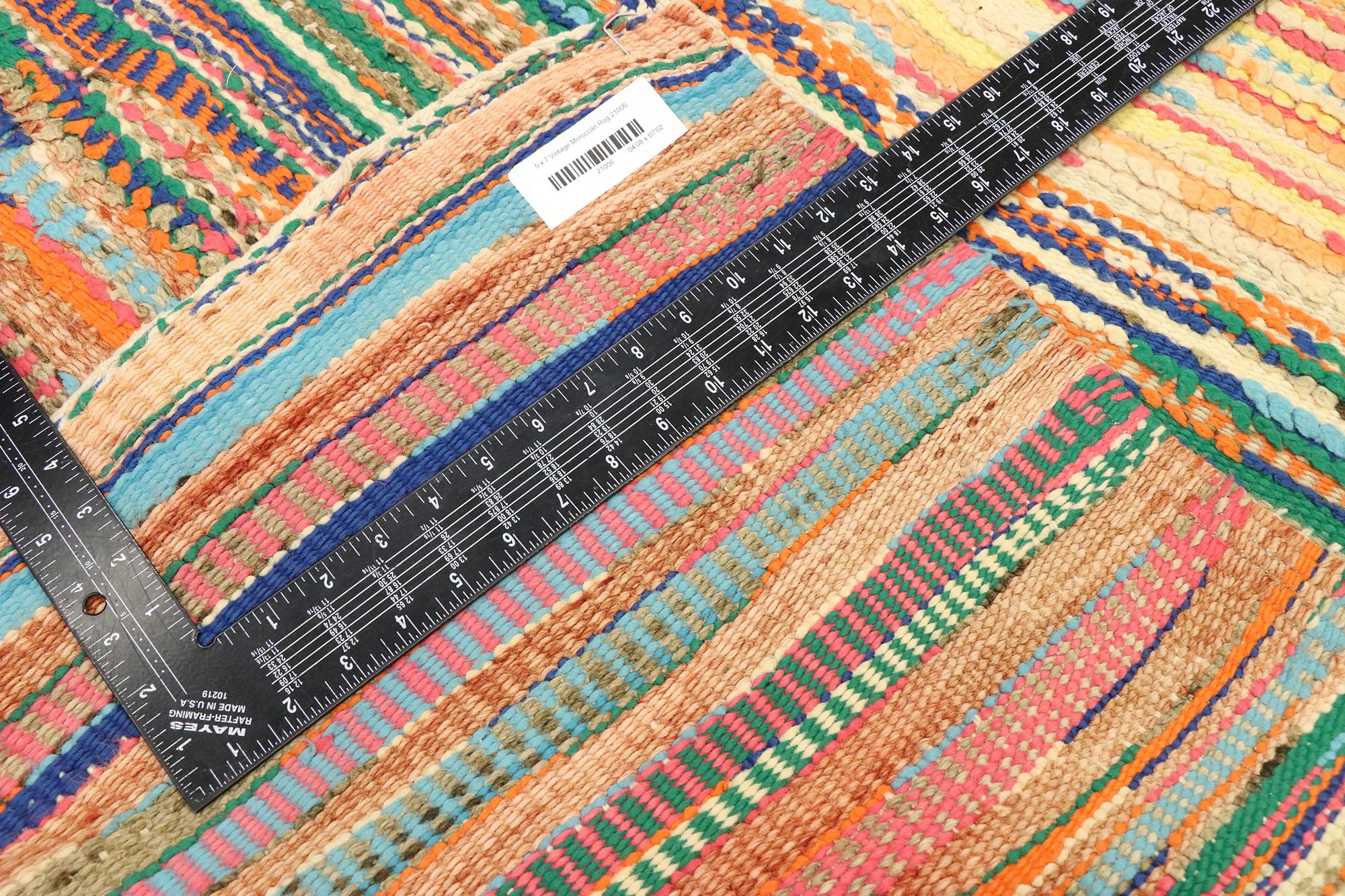 Marokkanischer Boujad-Teppich im Vintage-Stil, Abstrakter Kubismus trifft auf Global Bohemian im Zustand „Gut“ im Angebot in Dallas, TX