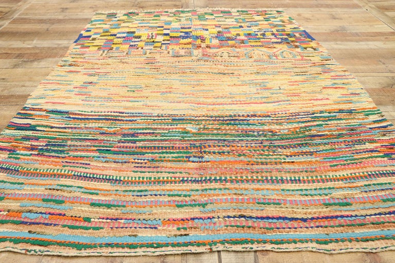 Vintage Berber Moroccan Kilim Boucherouite Rug with Abstract ...