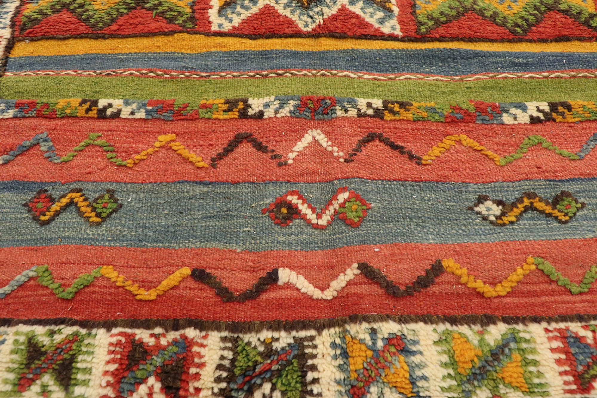 Vintage Berber Moroccan Kilim Glaoui Rug with Modern Tribal Style In Good Condition In Dallas, TX