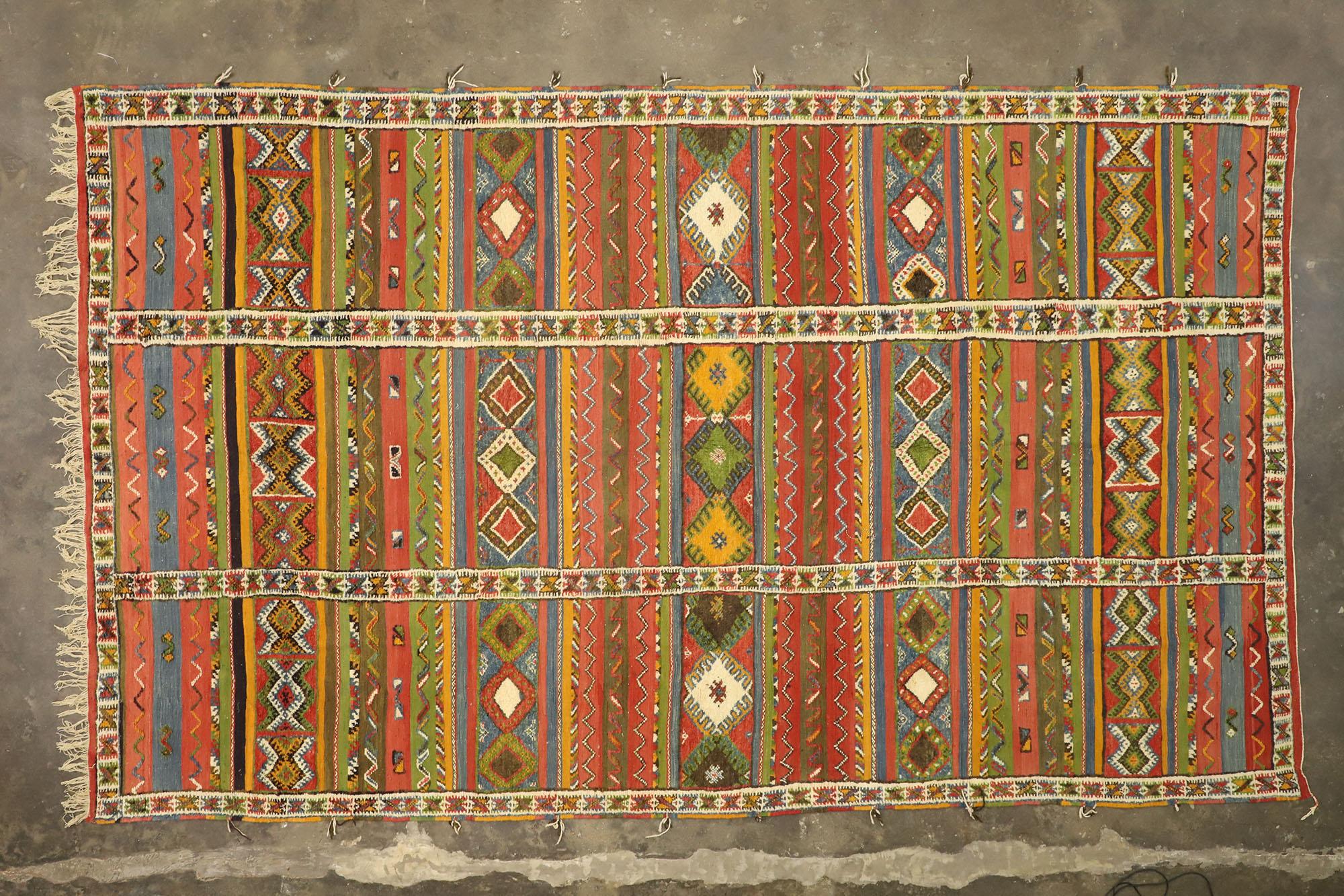 Vintage Berber Moroccan Kilim Glaoui Rug with Modern Tribal Style 2