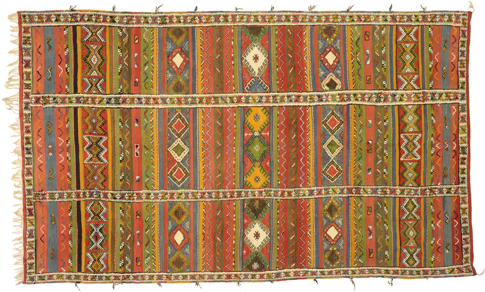 Vintage Berber Moroccan Kilim Glaoui Rug with Modern Tribal Style 3