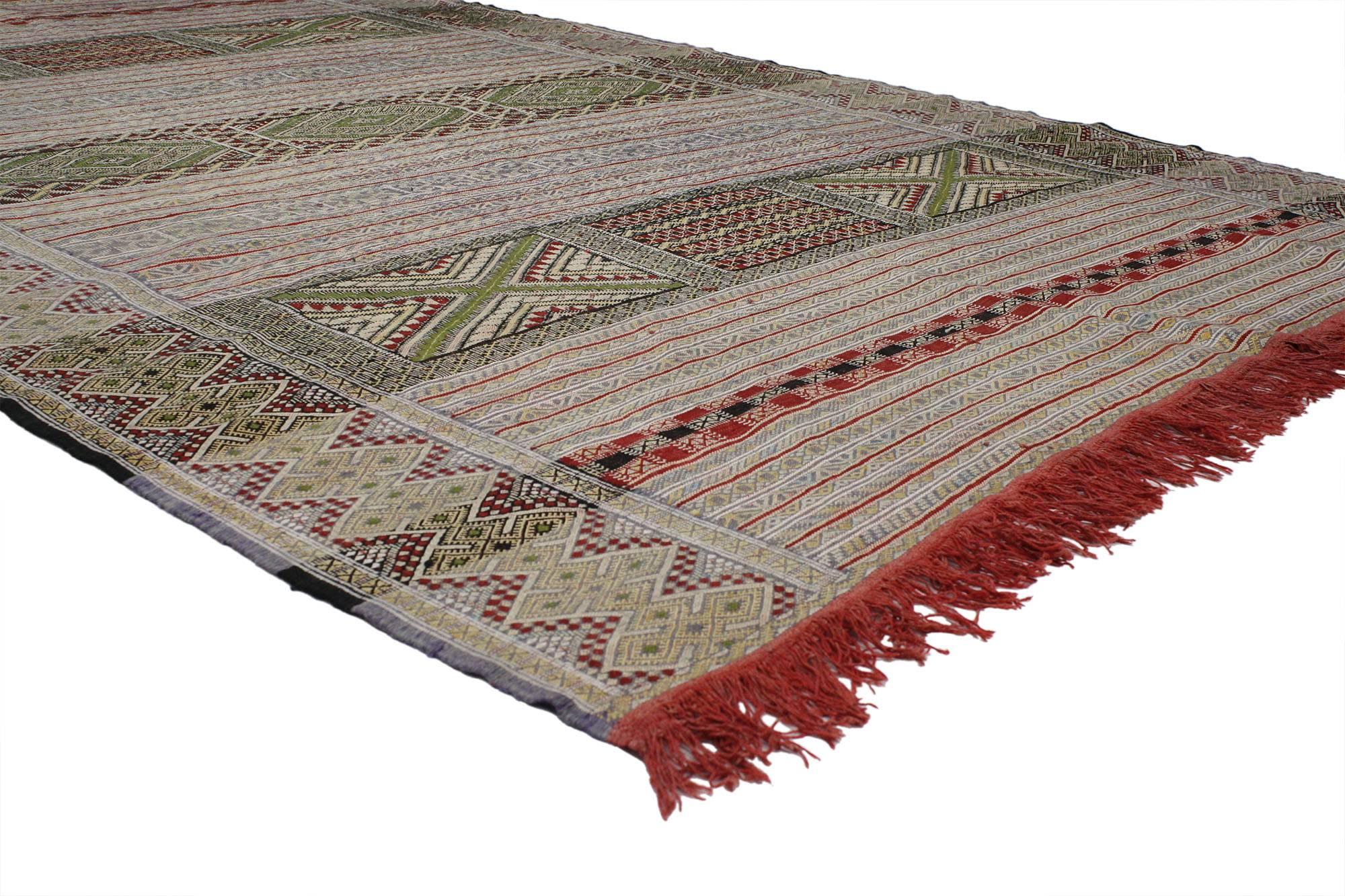Marocain Tapis Kilim berbère marocain vintage, tapis tribal à tissage plat en vente