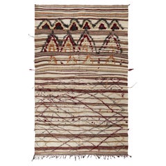 Retro Berber rug in Beige-Brown, High-Low Geometric Pattern by Rug & Kilim