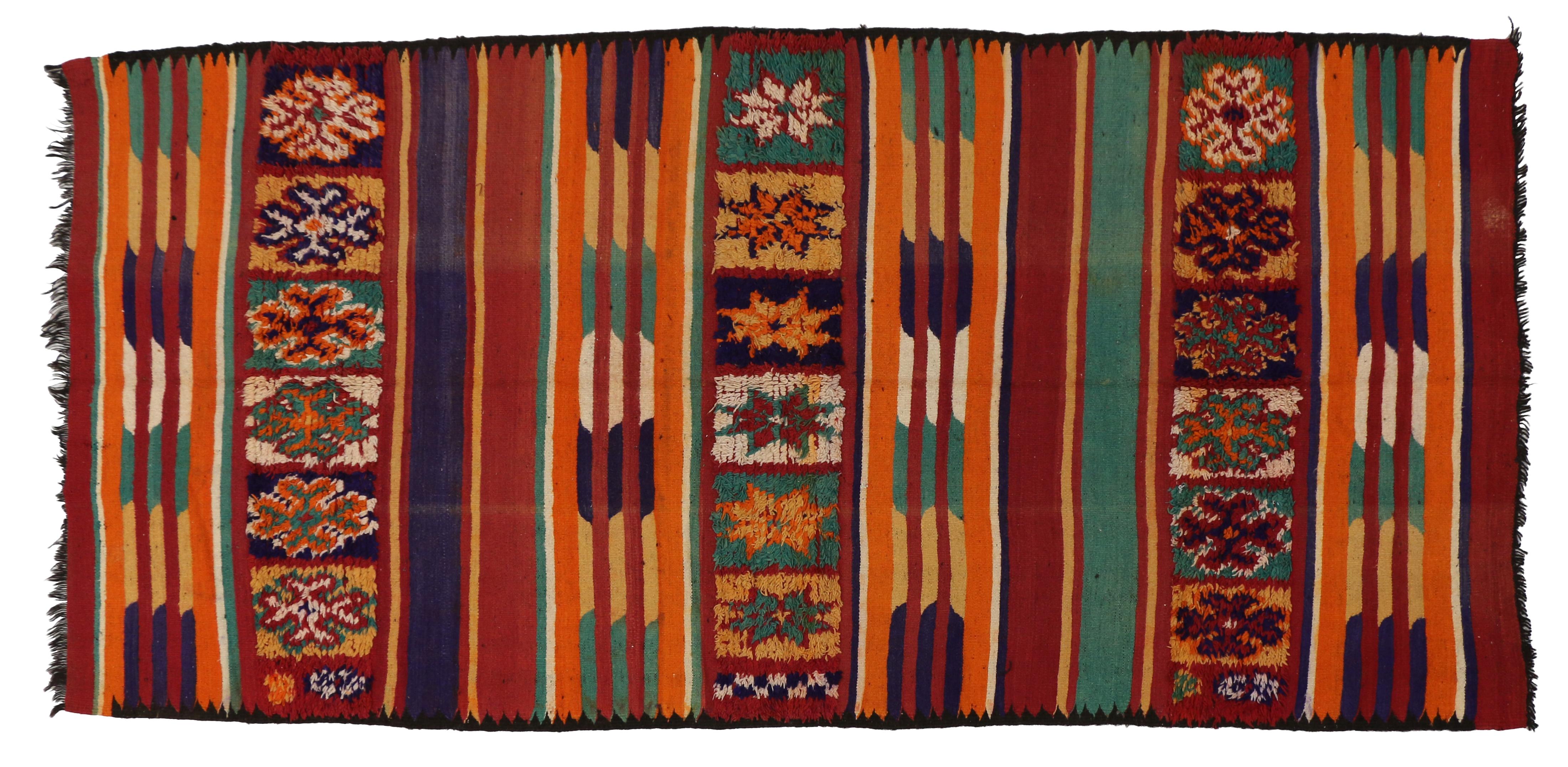 Tappeto Kilim berbero marocchino vintage con stile cabinato moderno, Rug & Kilim a trama piatta In condizioni buone in vendita a Dallas, TX