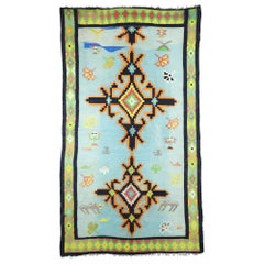 Vintage Berber Moroccan Kilim Rug with Boho Biomorphic and Anthropomorphic Style