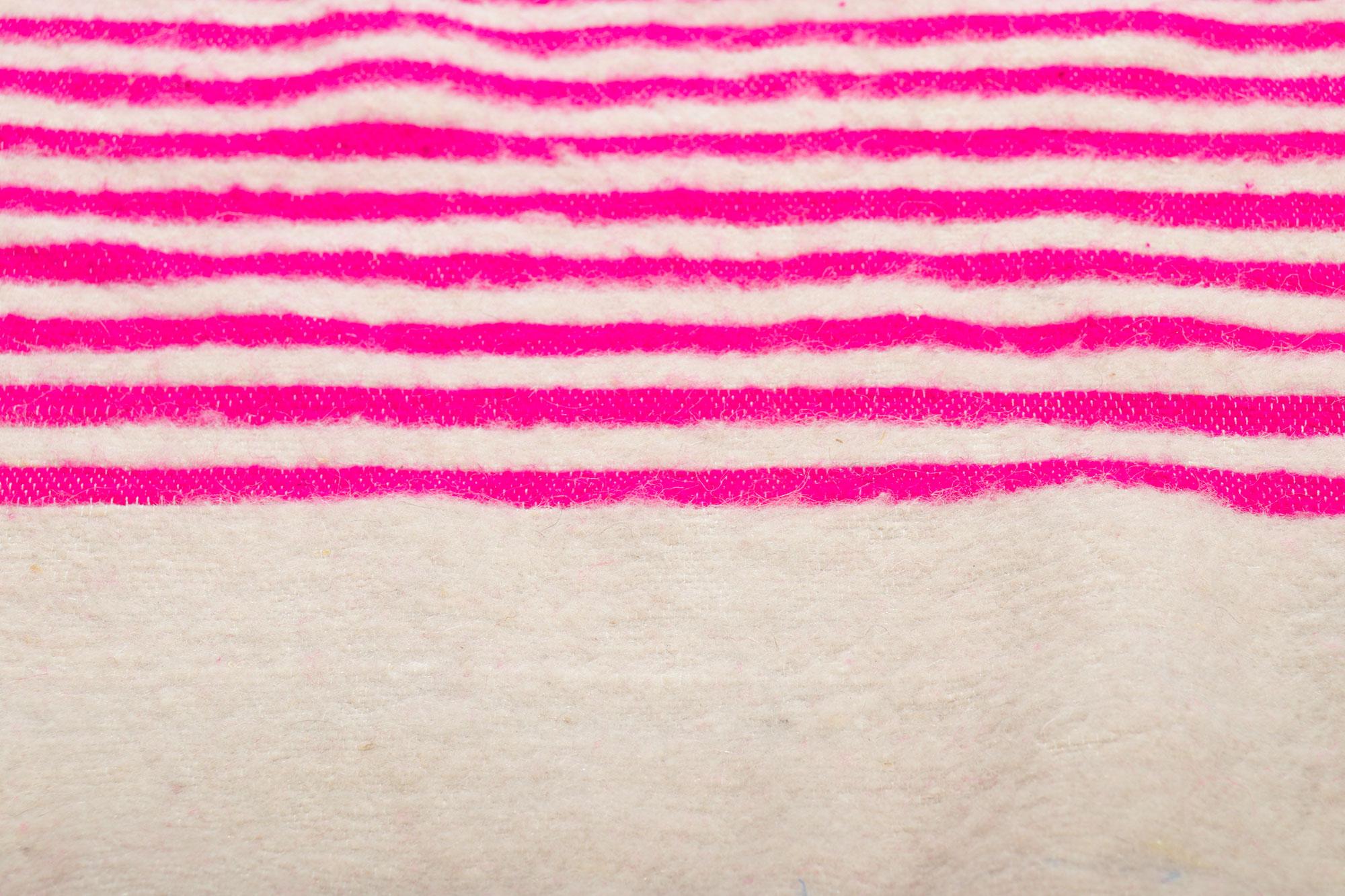Wool Vintage Berber Moroccan Kilim Rug with Hot Pink Stripes For Sale